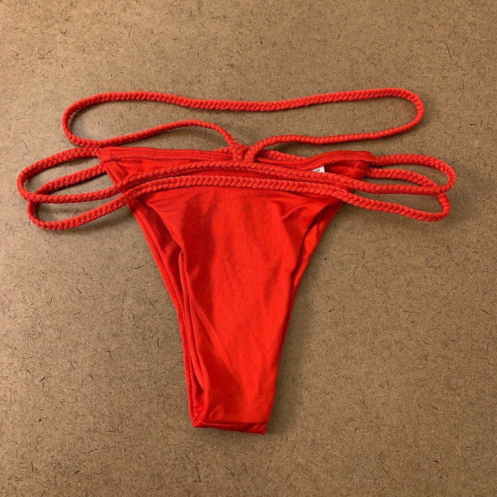 Vestidos Women's Size Medium Red Braided Strappy Bikini Swim Bottom New
